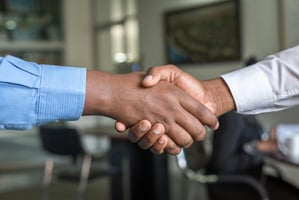 Business professionals handshake agreement