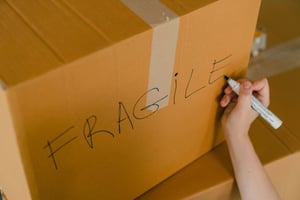 Fragile awkward items packed in a box